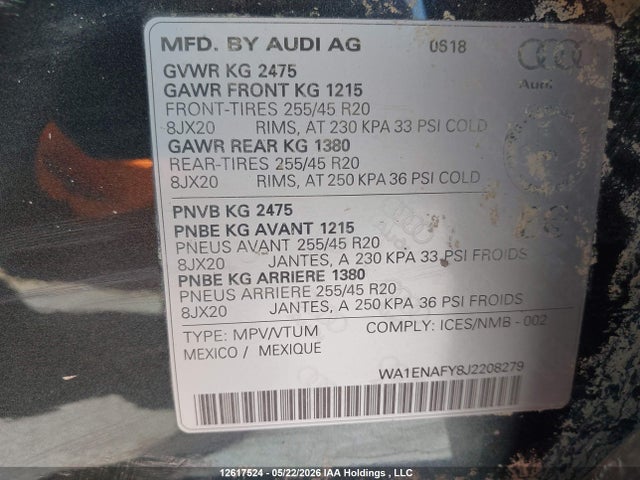 WA1ENAFY8J2208279 Audi Q5 2.0t Progressiv