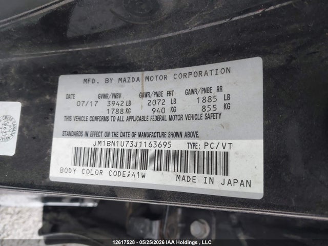 JM1BN1U73J1163695 Mazda 3 SPORT