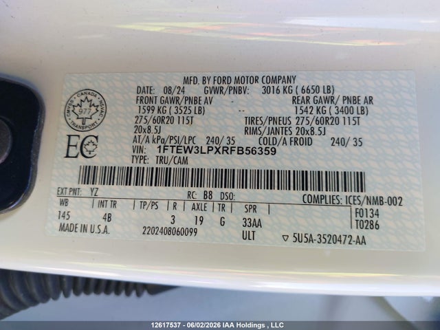 1FTEW3LPXRFB56359 Ford F-150 Xlt