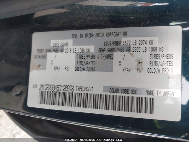 Продаж на аукціоні авто 2006 Mazda Mazda5 Gs/gt, vin: JM1CR293460126978, номер лоту: 12609661