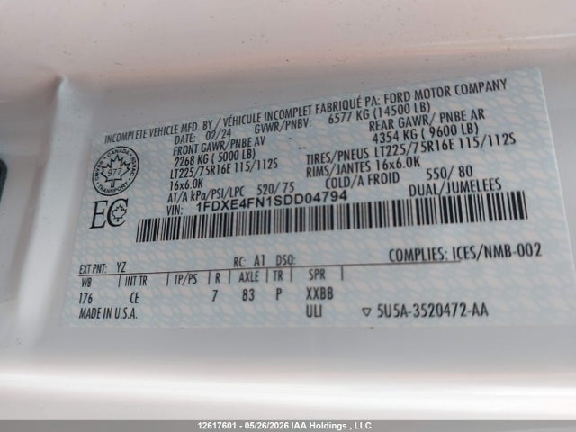 1FDXE4FN1SDD04794 Ford Econoline E450 Super Duty Cutaway Van