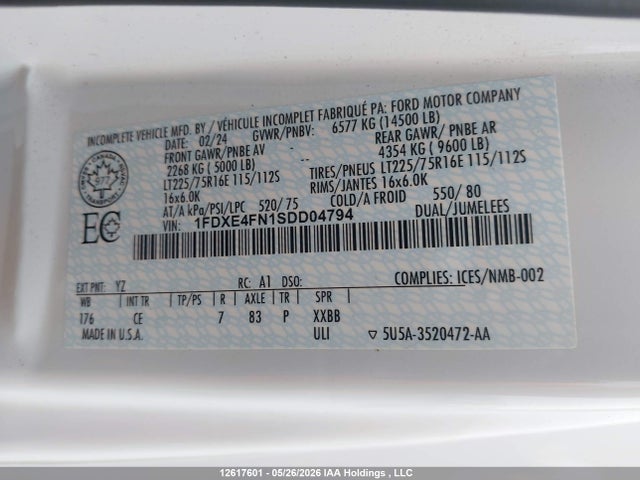 1FDXE4FN1SDD04794 Ford Econoline E450 Super Duty Cutaway Van