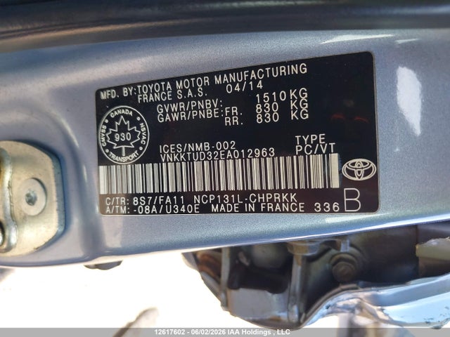 VNKKTUD32EA012963 Toyota Yaris