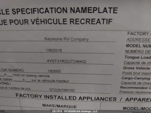 Caravan Motorhome 2018 4YDT31R22J7248402 Image 12
