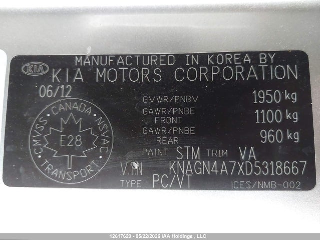 Продаж на аукціоні авто 2013 Kia Optima Ex/ex Luxury/ex+, vin: KNAGN4A7XD5318667, номер лоту: 12617629
