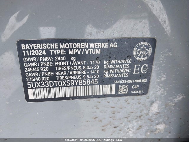 Aukcja sprzedaży 2025 Bmw X4 Xdrive30i, vin: 5UX33DT0XS9Y85845, numer aukcji: 12523581