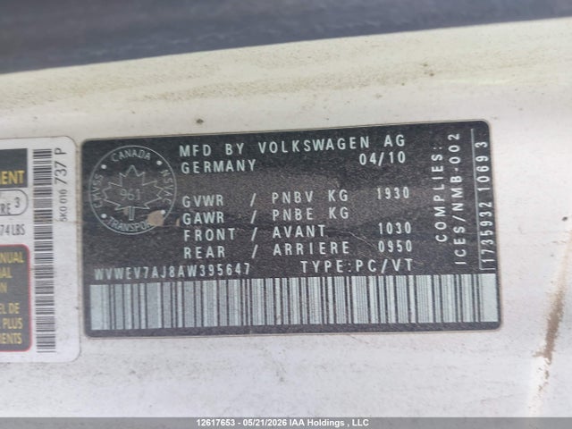Продажа на аукционе авто 2010 Volkswagen Golf Gti 3-door, vin: WVWEV7AJ8AW395647, номер лота: 12617653