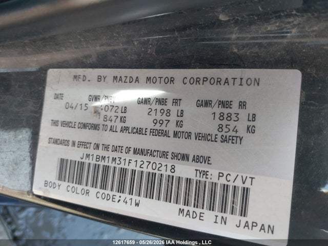 JM1BM1M31F1270218 Mazda Mazda3 Gt