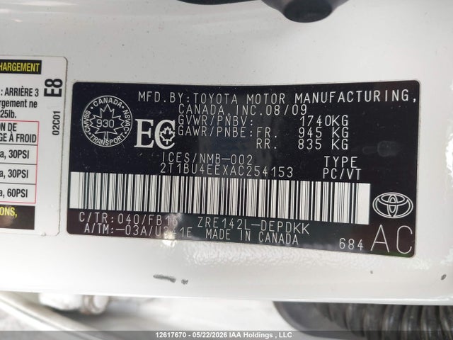 Продаж на аукціоні авто 2010 Toyota Corolla S/le/xle, vin: 2T1BU4EEXAC254153, номер лоту: 12617670