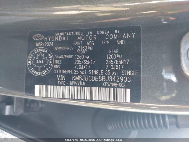 KM8JBCDE8RU342903 Hyundai TUCSON SEL