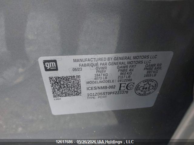 12617686 :رقم المزاد ، 1G1ZD5ST0PF223378 vin ، 2023 Chevrolet Malibu Lt مزاد بيع