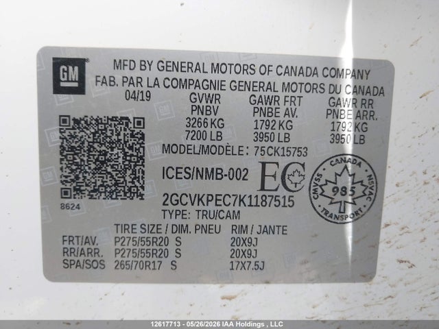 Продаж на аукціоні авто 2019 Chevrolet Silverado 1500 Ld Lt, vin: 2GCVKPEC7K1187515, номер лоту: 12617713