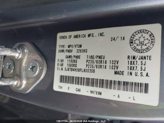 Acura RDX 2015 5J8TB4H38FL800356 Image 19