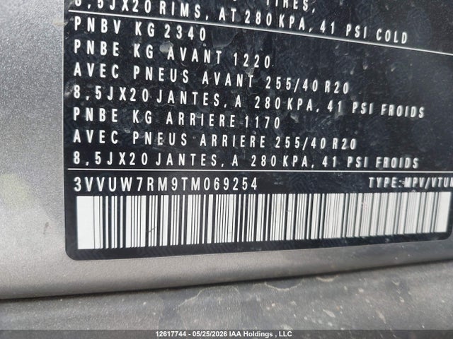 Aukcja sprzedaży 2026 Volkswagen Tiguan Sel R-line Turbo, vin: 3VVUW7RM9TM069254, numer aukcji: 12617744
