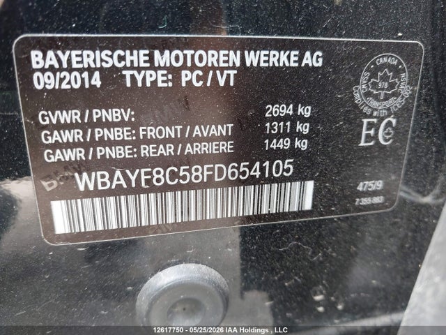 Aukcja sprzedaży 2015 Bmw 750 Lxi, vin: WBAYF8C58FD654105, numer aukcji: 12617750