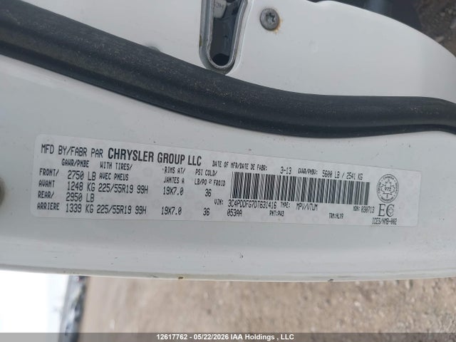 12617762 :رقم المزاد ، 3C4PDDFG7DT631416 vin ، 2013 Dodge Journey R/t مزاد بيع