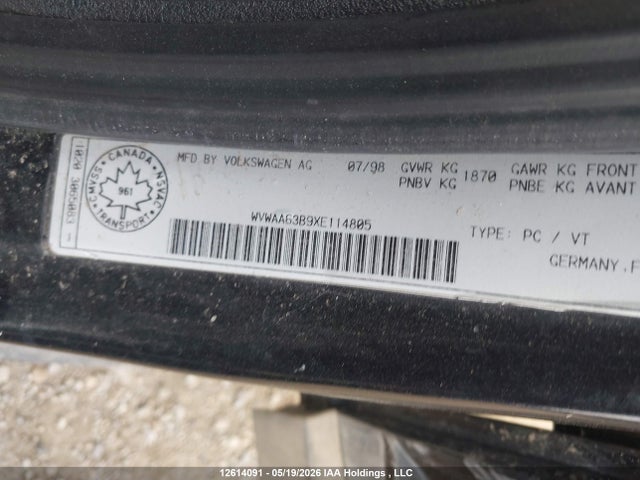 Продажа на аукционе авто 1999 Volkswagen Passat Gls, vin: WVWAA63B9XE114805, номер лота: 12614091