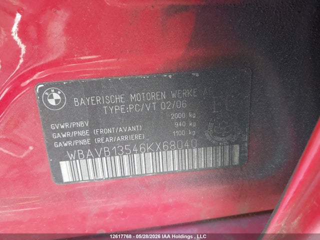Продажа на аукционе авто 2006 Bmw 325 I, vin: WBAVB13546KX68040, номер лота: 12617768