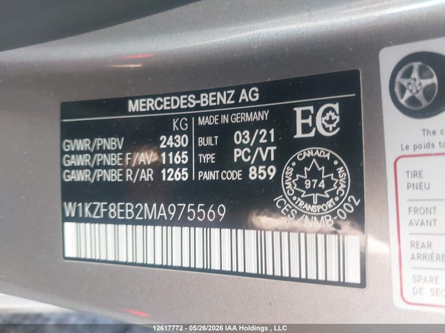 Aukcja sprzedaży 2021 Mercedes-benz E 350 4matic, vin: W1KZF8EB2MA975569, numer aukcji: 12617772