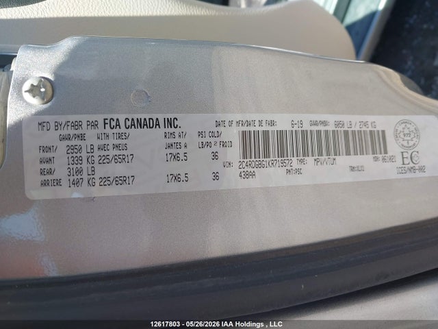 Aukcja sprzedaży 2019 Dodge Grand Caravan, vin: 2C4RDGBG1KR719572, numer aukcji: 12617803