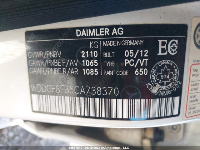 Продажа на аукционе авто 2012 Mercedes-benz C 250 4matic, vin: WDDGF8FB5CA738370, номер лота: 12617810