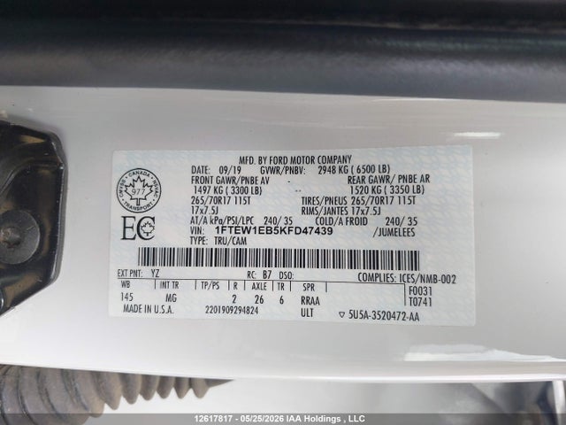 1FTEW1EB5KFD47439 Ford F-150 Xlt