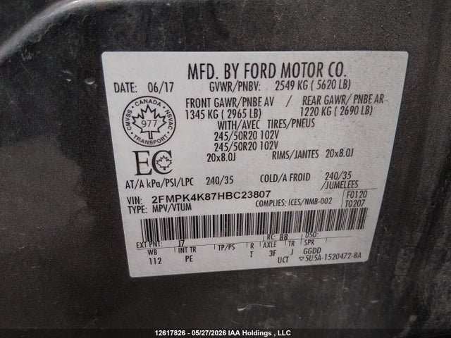 2FMPK4K87HBC23807 Ford Edge Titanium