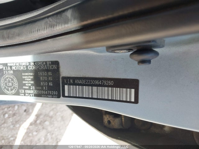 12617847 :رقم المزاد ، KNADE223096479260 vin ، 2009 Kia Rio Ex/ex-convenience مزاد بيع