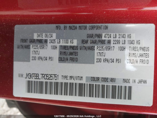 Mazda Cx-5 Gx W/o Cd 2024 JM3KFBBL7R0525751 Image 9