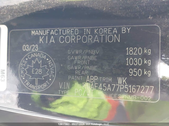 Aukcja sprzedaży 2023 Kia Forte5 Gt/gt Limited, vin: KNAF45A77P5167277, numer aukcji: 12617863