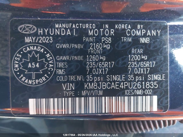 Продаж на аукціоні авто 2023 Hyundai Tucson, vin: KM8JBCAE4PU261835, номер лоту: 12617864