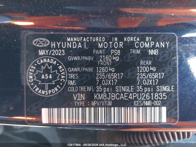 Продаж на аукціоні авто 2023 Hyundai Tucson, vin: KM8JBCAE4PU261835, номер лоту: 12617864