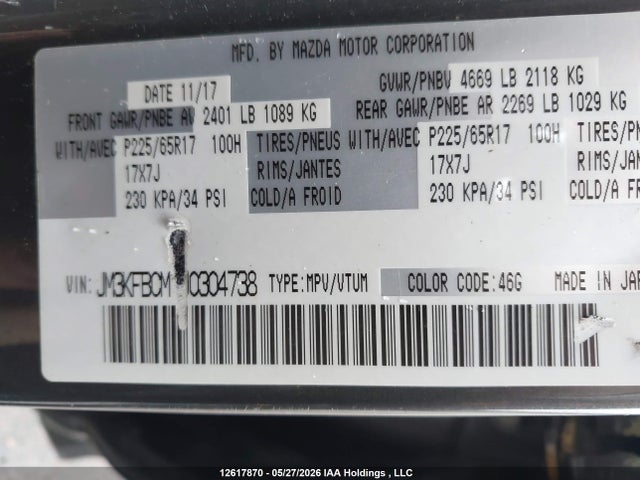 JM3KFBCM1J0304738 Mazda Cx-5 Gs