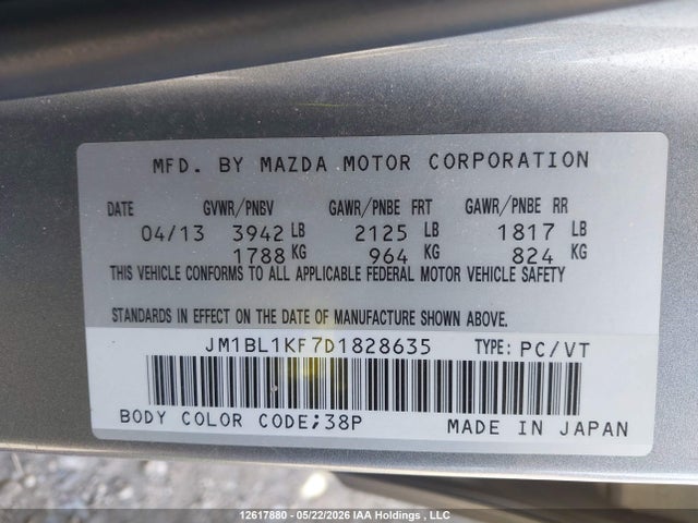 Продаж на аукціоні авто 2013 Mazda 3 I, vin: JM1BL1KF7D1828635, номер лоту: 12617880