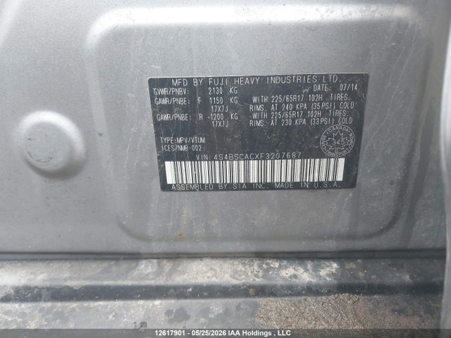 Subaru Outback 2.5i 2015 4S4BSCACXF3207687 Image 18