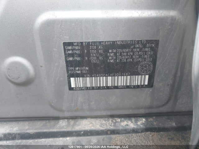 Subaru Outback 2.5i 2015 4S4BSCACXF3207687 Image 9