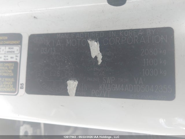 12617943 :رقم المزاد ، KNAGM4AD1D5042355 vin ، 2013 Kia Optima Hybrid مزاد بيع