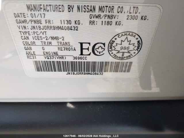 JN1BJ0RR9HM408432 Infiniti QX50