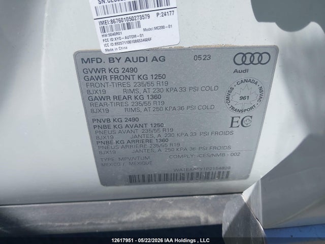 Aukcja sprzedaży 2023 Audi Q5, vin: WA1EAAFY1P2154828, numer aukcji: 12617951
