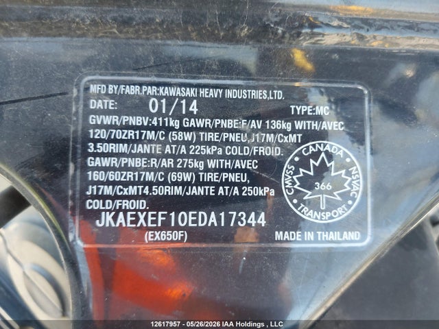 Kawasaki Ex650 F 2014 JKAEXEF10EDA17344 Image 13