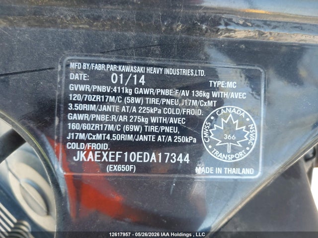 Kawasaki Ex650 F 2014 JKAEXEF10EDA17344 Image 14