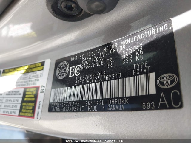 Auction sale of the 2010 Toyota Matrix, vin: 2T1KU4EE2AC262313, lot number: 12617962