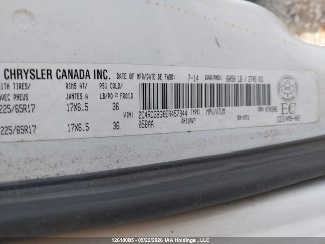 12618005 :رقم المزاد ، 2C4RDGBG8ER457344 vin ، 2014 Dodge Grand Caravan Se مزاد بيع