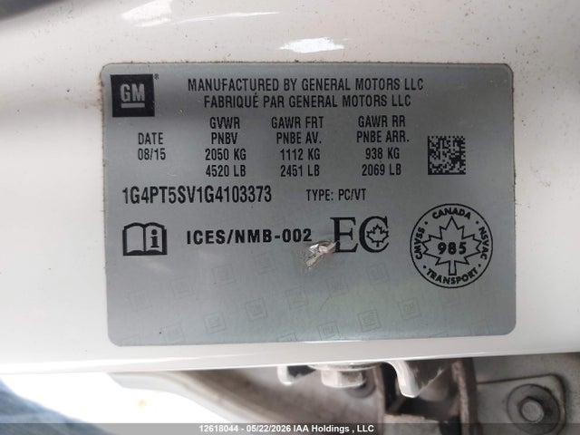 Buick Verano Premium 2016 1G4PT5SV1G4103373 Image 9