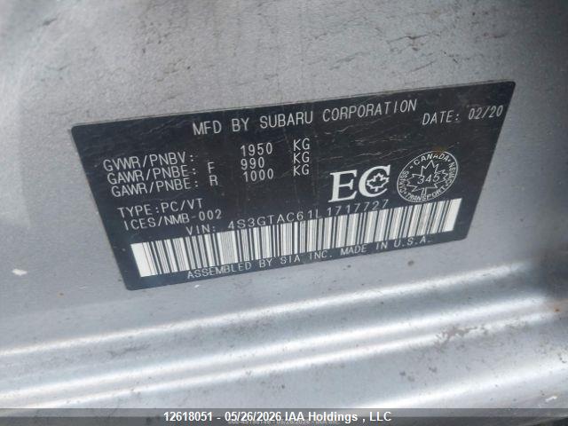 Продажа на аукционе авто 2020 Subaru Impreza Touring, vin: 4S3GTAC61L1717727, номер лота: 12618051