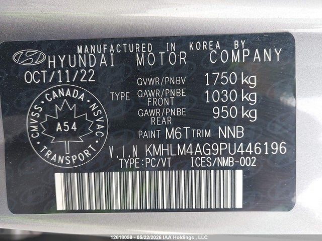 Aukcja sprzedaży 2023 Hyundai Elantra Preferred Ivt With Tech Package, vin: KMHLM4AG9PU446196, numer aukcji: 12618058