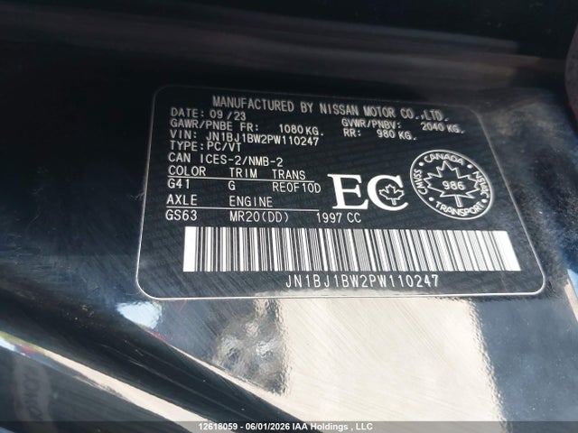 Продаж на аукціоні авто 2023 Nissan Qashqai Sv, vin: JN1BJ1BW2PW110247, номер лоту: 12618059