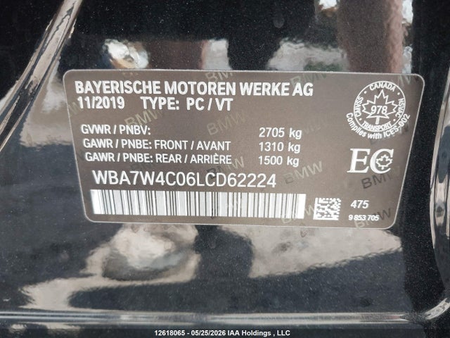 Продажа на аукционе авто 2020 Bmw 745le Xdrive, vin: WBA7W4C06LCD62224, номер лота: 12618065