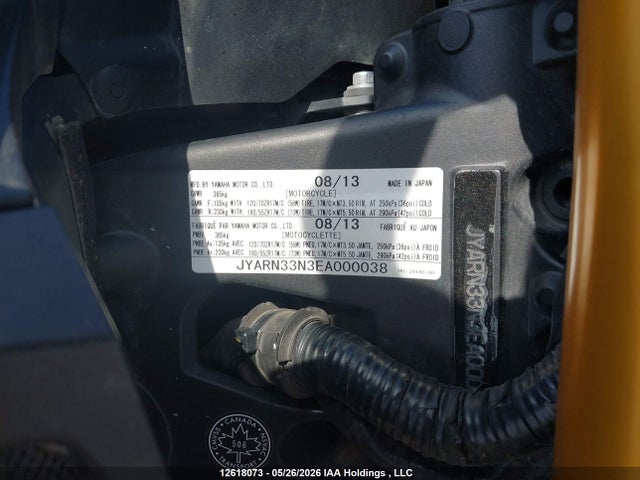 Продажа на аукционе авто 2014 Yamaha Fz09, vin: JYARN33N3EA000038, номер лота: 12618073