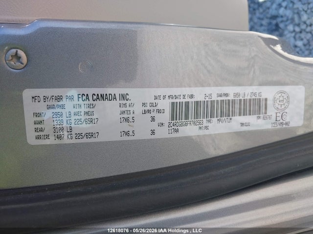 Auction sale of the 2015 Dodge Grand Caravan, vin: 2C4RDGBG6FR702563, lot number: 12618076